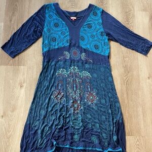 Joe Browns Teal and Navy Patterned Tunic